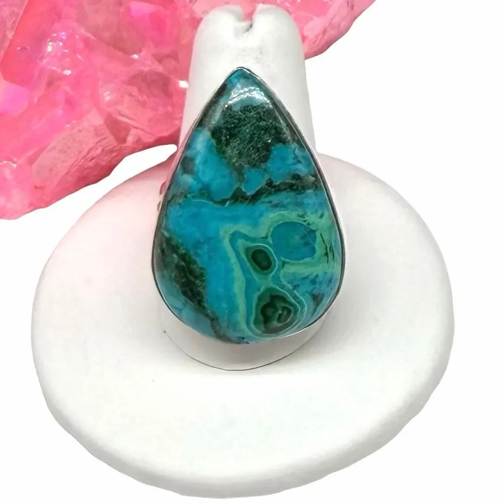 Azurite Malachite Ring Size 9 Solid 925 Sterling Silver Green Blue Turquoise
